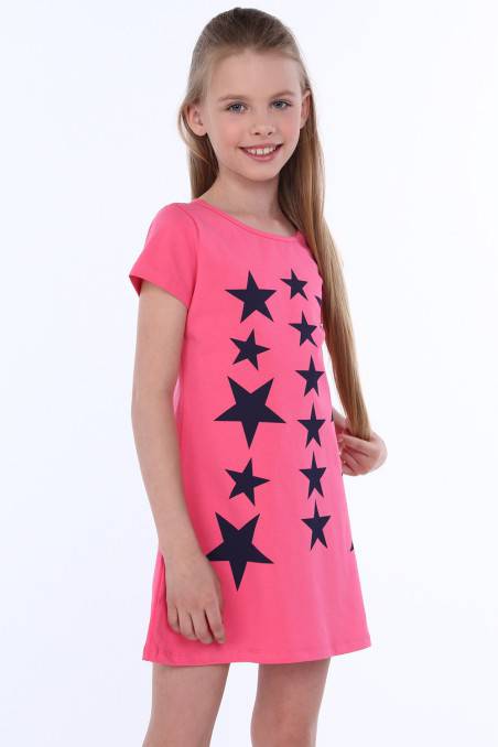 Rožinė suknelė su žvaigždėm mergaitei
