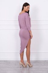 Šviesiai violetinė suknelė su 3/4 rankovėmis