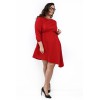 Raudona stilinga suknelė su 3/4 rankovėmis