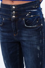 Tamsiai mėlyni moteriški džinsai FAS-RR7103_NAVY