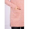 Šviesiai rožinis megztinis su kišenėmis