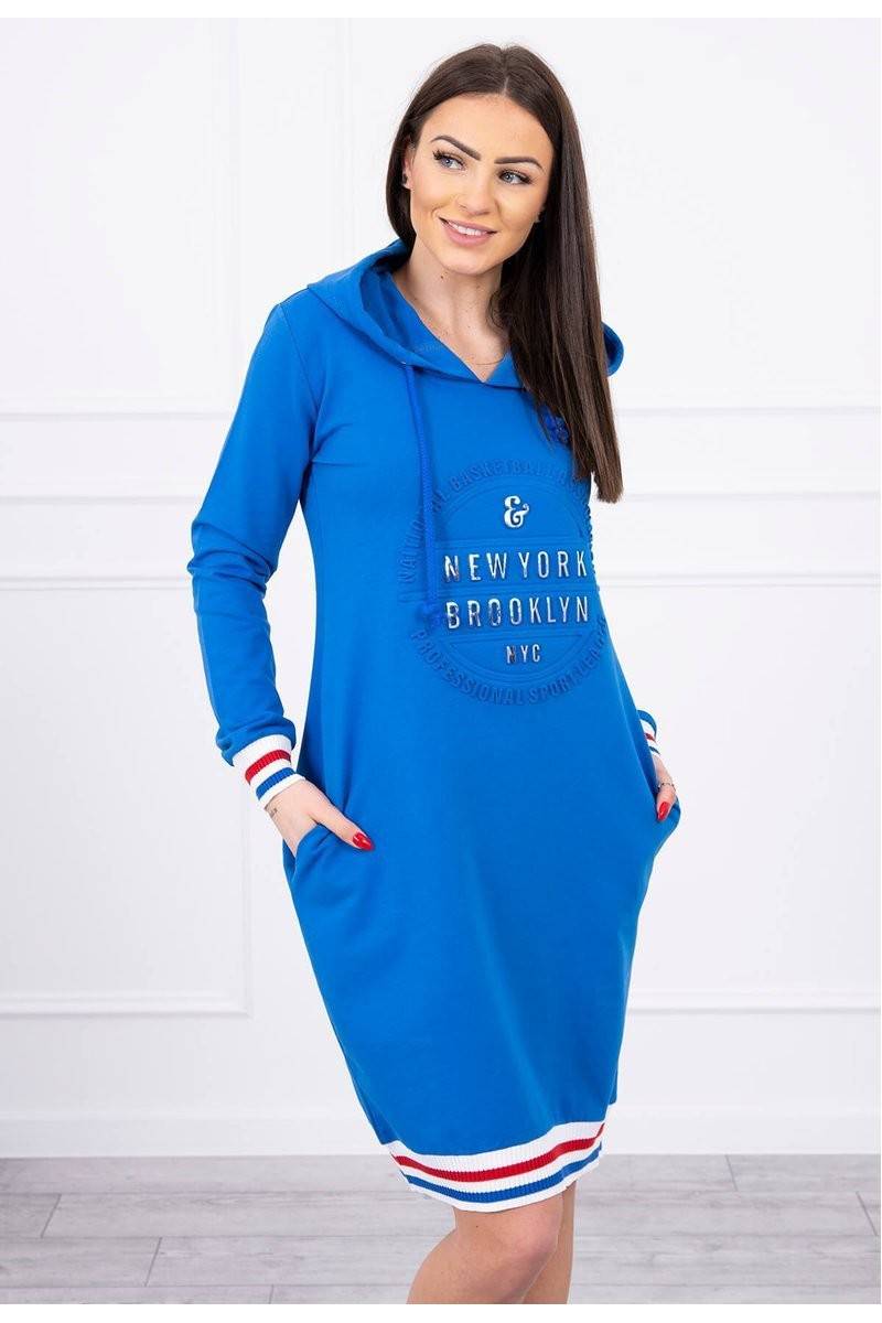 Mėlyna suknelė su kapišonu KES-17331-62095