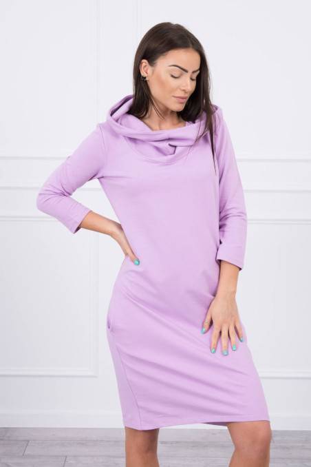 Violetinė suknelė su kišenėmis