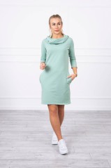 Mėtos spalvos suknelė su kišenėmis KES-18619-8847