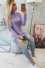 Violetinis megztinis su kišenėmis