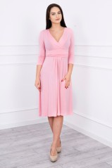 Šviesiai rožinė suknelė su 3/4 rankovėmis KES-2530-8314