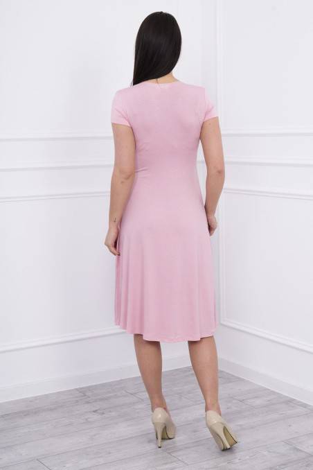 Šviesiai rožinė suknelė trumpom rankovėm KES-8341-60942
