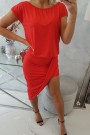 Raudona suknelė trumpom rankovėm