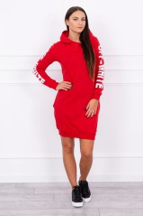 Raudona suknelė su kapišonu KES-10045-62072
