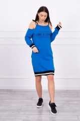 Mėlyna suknelė atvirais pečiais KES-10395-62182