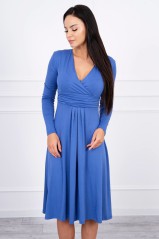 Mėlyna suknelė ilgomis rankovėmis KES-12571-8315