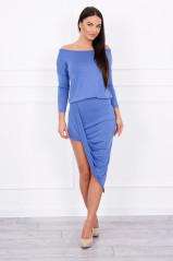 Mėlyna suknelė su 3/4 rankovėmis KES-12806-8923