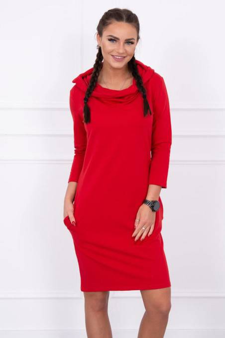 Raudona suknelė su kišenėmis KES-14547-8847