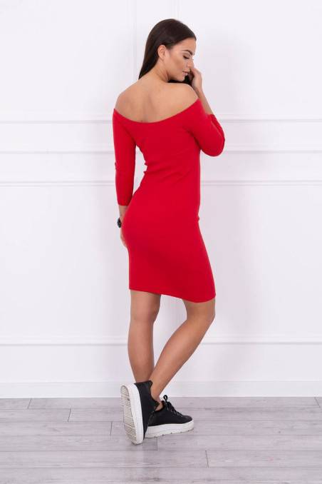 Raudona suknelė atvirais pečiais KES-14725-8974
