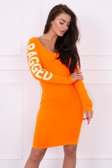 Oranžinė neoninė suknelė su iškarpymais nugaroje