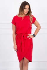 Raudona suknelė su diržu KES-15091-8980