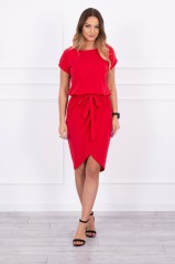 Raudona suknelė su diržu KES-15091-8980
