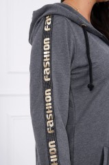 Tamsiai pilkas stilingas džemperis su kapišonu KES-15342-8997
