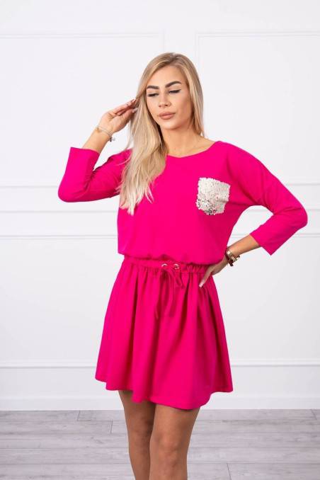 Rožinė suknelė su kišene KES-15490-9004