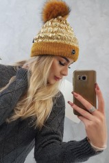 Auksinės spalvos moteriška kepurė KES-16409-K160