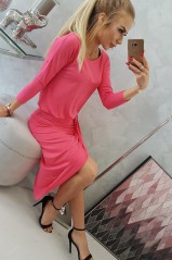Rožinė suknelė su 3/4 rankovėmis KES-16542-8923
