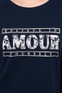 Tamsiai mėlyna palaidinė su užrašu "Amour"