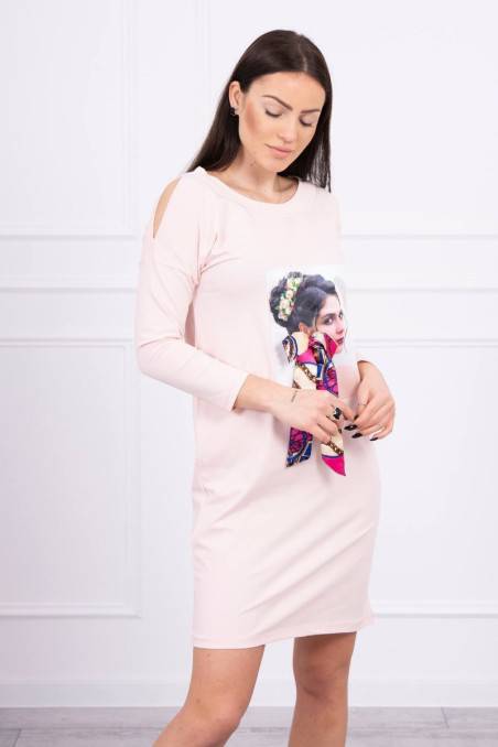 Šviesiai rožinė suknelė su aplikacija KES-17079-66826