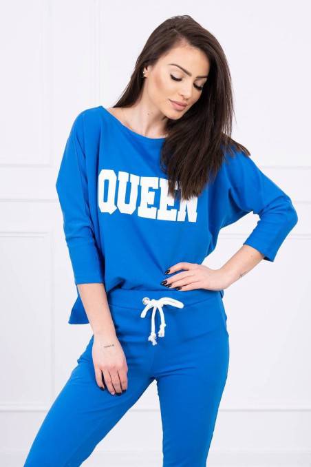 Mėlynas dviejų dalių komplektas su užrašu "Queen"