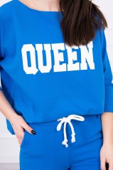 Mėlynas dviejų dalių komplektas su užrašu "Queen"