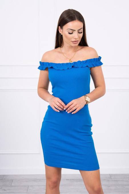 Mėlyna suknelė atvirais pečiais KES-17718-9097