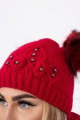 Raudonas dviejų dalių komplektas kepurė+šalikas