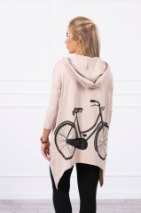 Smėlio spalvos džemperis su dviračio aplikacija nugaroje