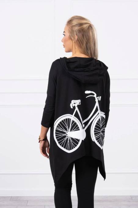 Juodas džemperis su dviračio aplikacija nugaroje