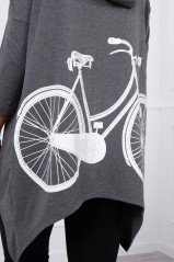Tamsiai pilkas džemperis su dviračio aplikacija nugaroje