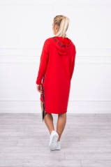 Raudona suknelė su kapišonu KES-18577-9161