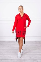 Raudona suknelė su kapišonu KES-18577-9161