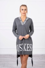 Tamsiai pilka suknelė su kapišonu KES-18578-9161
