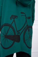 Žalias džemperis su dviračio aplikacija nugaroje