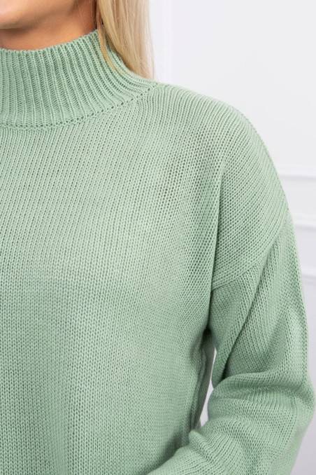 Mėtos spalvos megztinis paaukštintu kaklu KES-19325-2020-17