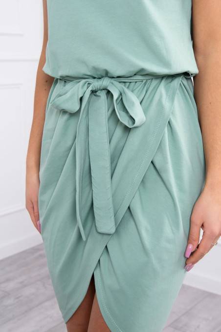 Mėtos spalvos suknelė su diržu KES-19514-8980