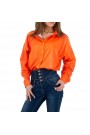 Oranžiniai laisvo stiliaus moteriški marškiniai