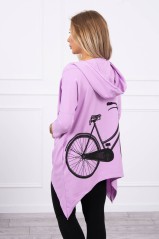 Violetinis džemperis su dviračio aplikacija nugaroje