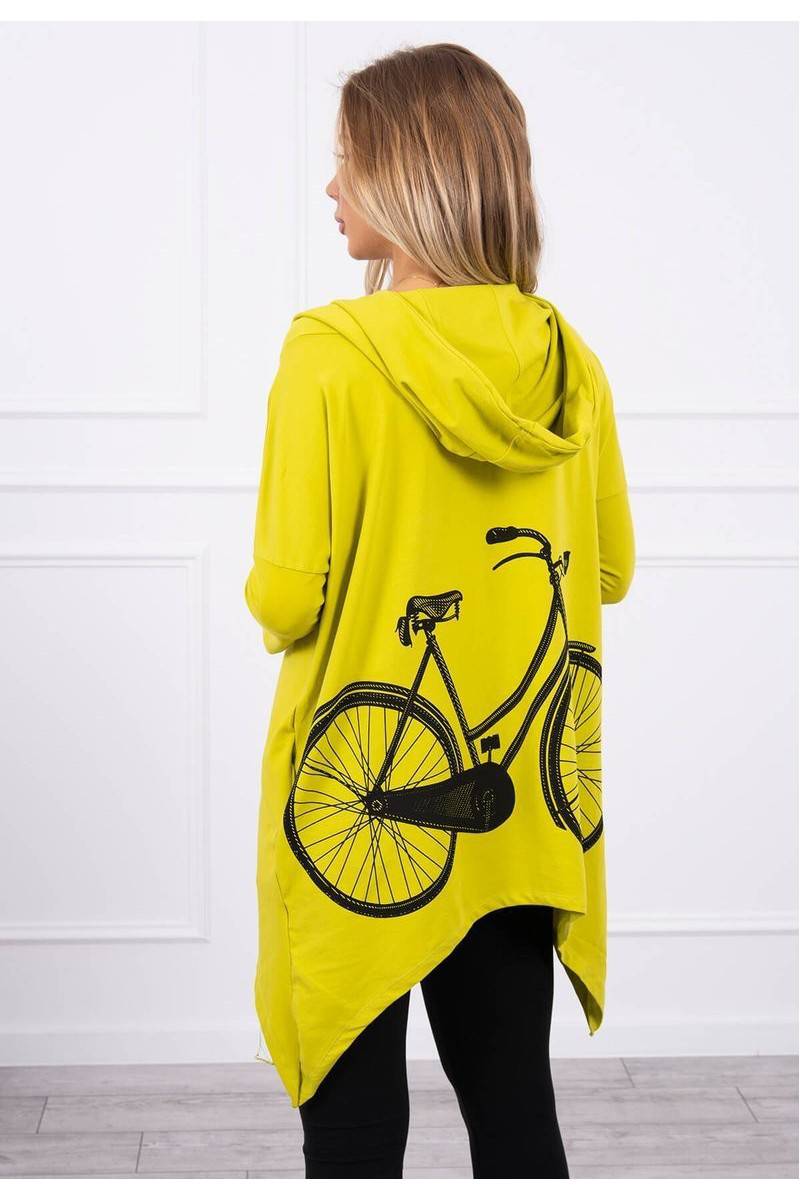 Kivi spalvos džemperis su dviračio aplikacija nugaroje