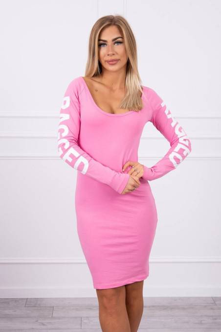 Rožinė suknelė su iškarpymais nugaroje KES-20148-8828