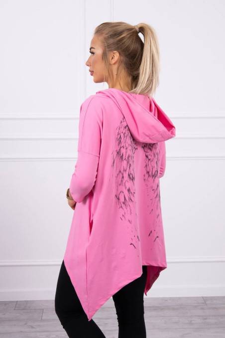 Rožinis džemperis su sparnais nugaroje KES-20154-9140