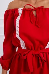 Raudona suknelė atvirais pečiais KES-20334-66046