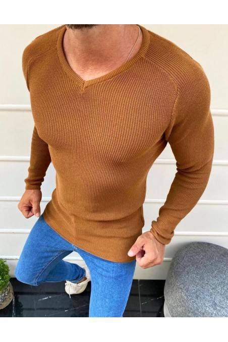 Šviesiai rudas vyriškas megztinis Dstreet DS-wx1644