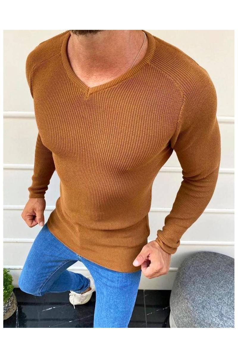 Šviesiai rudas vyriškas megztinis Dstreet 