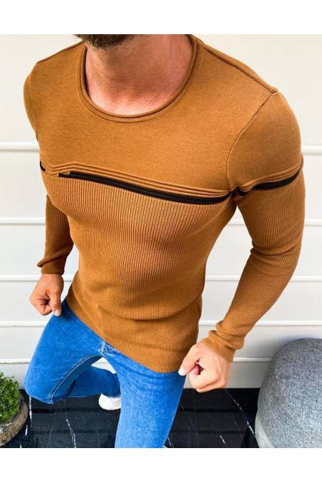 Šviesiai rudas vyriškas megztinis Dstreet DS-wx1625