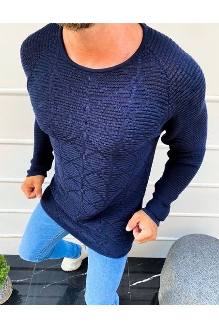 Tamsiai mėlynas vyriškas megztinis DS-wx1601